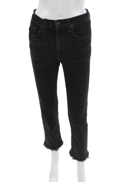 Rag & Bone Jean Women Cropped Skinny Ankle Jeans Black Mid Rise Size 27