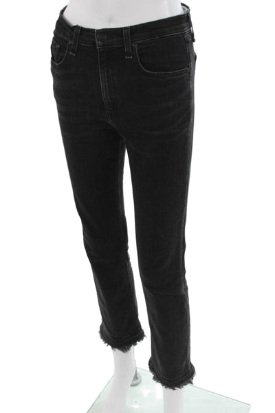 Rag & Bone Jean Women Cropped Skinny Ankle Jeans Black Mid Rise Size 27
