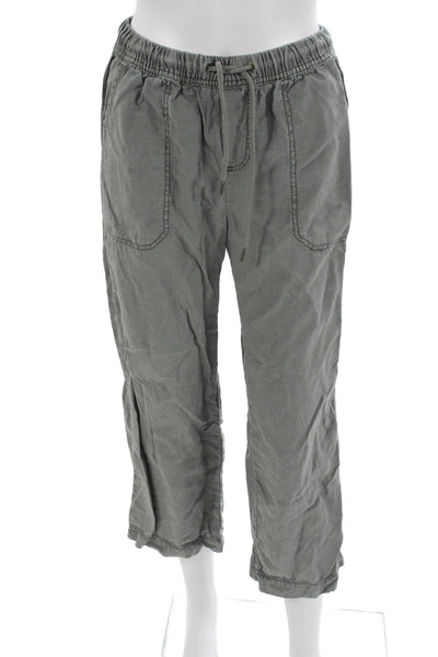 Splendid Women Cropped Jogger Pants Gray Drawstring Petite Size XS