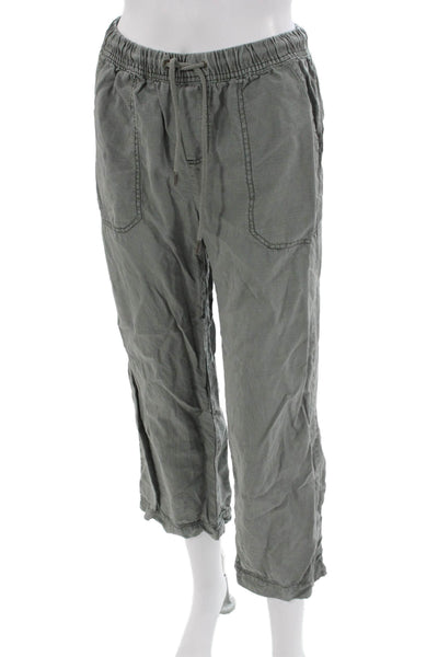 Splendid Women Cropped Jogger Pants Gray Drawstring Petite Size XS