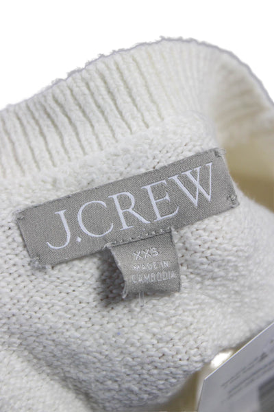 J Crew Womens White Crew Neck Pullover Sweater Short Sleeve Size 2XS