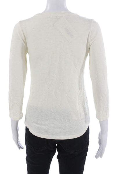 J Crew Womens Basic Floral Cotton Crewneck 3/4 Sleeve T-Shirt Size XS