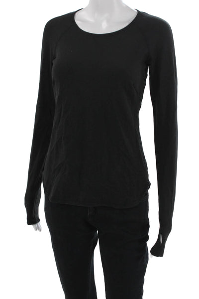 Lululemon Womens Basic Black Long Sleeve T-Shirt Nylon Size S