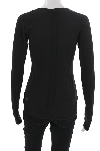 Lululemon Womens Basic Black Long Sleeve T-Shirt Nylon Size S