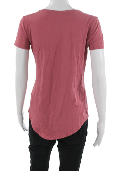 Lululemon Womens Basic Short Sleeve Round Neck Pink Pima Cotton T-Shirt Size 4