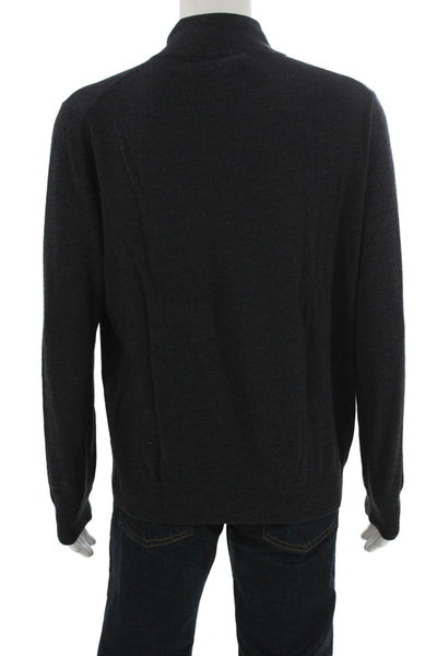 J Crew Mens Dark Gray Merino Wool Mock Neck Pullover Sweater Size L