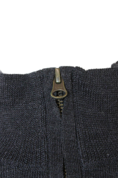 J Crew Mens Dark Gray Merino Wool Mock Neck Pullover Sweater Size L