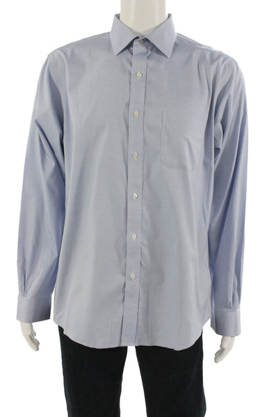 Brooks Brothers Mens Point Collar Dress Shirt Light Blue Supima Size L