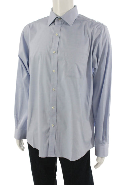 Brooks Brothers Mens Point Collar Dress Shirt Light Blue Supima Size L