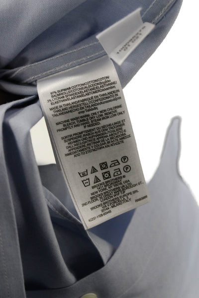 Brooks Brothers Mens Point Collar Dress Shirt Light Blue Supima Size L