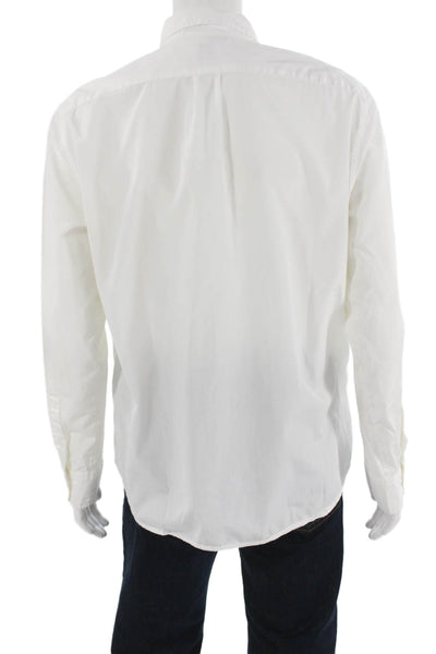 J Crew Mens Button-Down Shirt White Long Sleeve 100% Cotton Size L