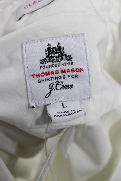 J Crew Mens Button-Down Shirt White Long Sleeve 100% Cotton Size L