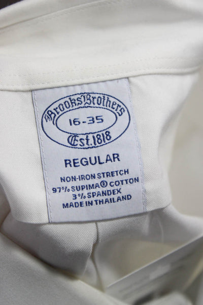 Brooks Brothers Mens Supima Point Collar Dress Shirt White Size L
