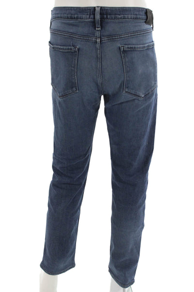 Paige Mens Straight Ankle Jeans Dark Blue Button Size 36