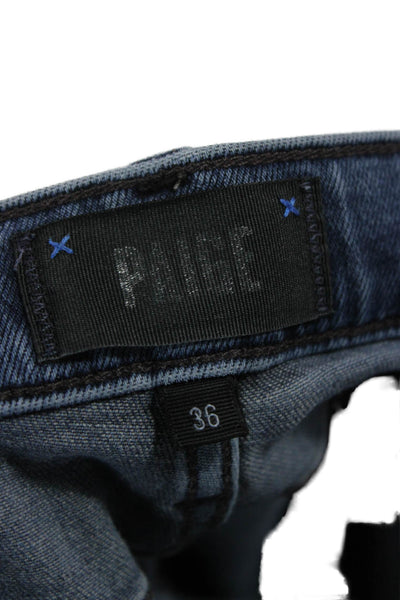 Paige Mens Straight Ankle Jeans Dark Blue Button Size 36