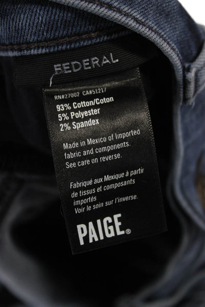 Paige Mens Straight Ankle Jeans Dark Blue Button Size 36