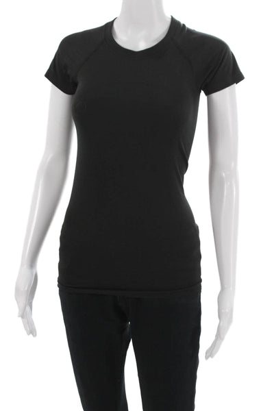 Lululemon Womens Basic Black Nylon Short Sleeve T-Shirt Size 2