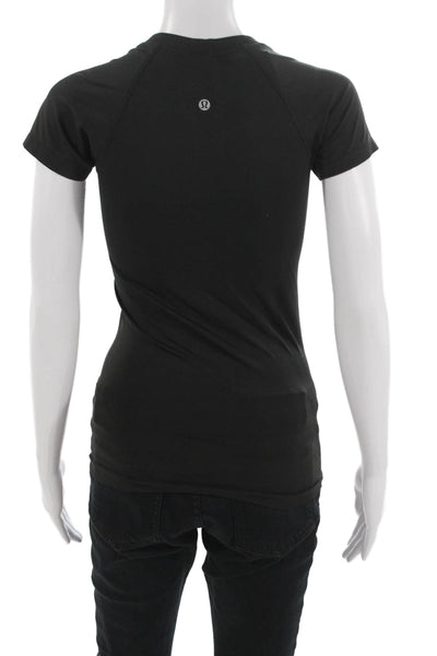 Lululemon Womens Basic Black Nylon Short Sleeve T-Shirt Size 2