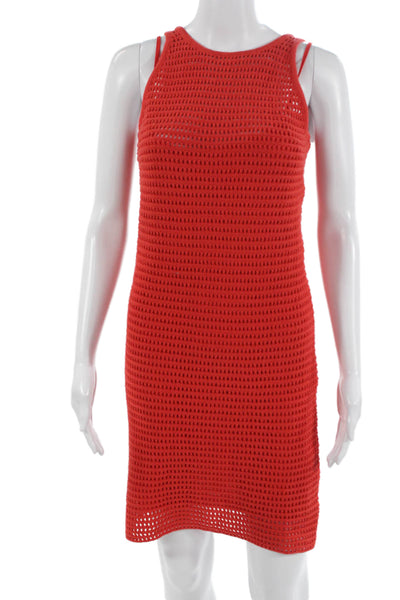 Lucy Paris Women Shift Sweater Dress Red Sleeveless Round Neck Size XS