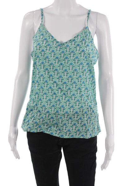 Molly Bracken Womens Cami Green Floral V Neck Spaghetti Strap Cotton Size S