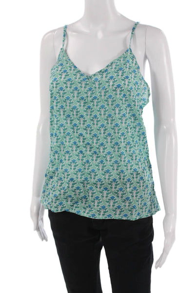 Molly Bracken Womens Cami Green Floral V Neck Spaghetti Strap Cotton Size S