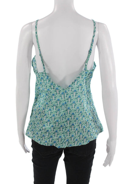 Molly Bracken Womens Cami Green Floral V Neck Spaghetti Strap Cotton Size S