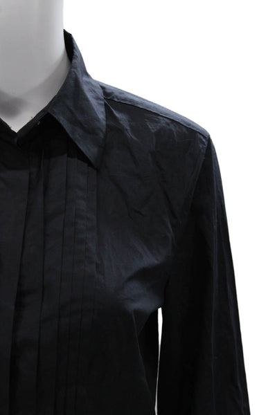 Strenesse Womens Black Cotton Blend Collared Button-Up Long Sleeve Size S