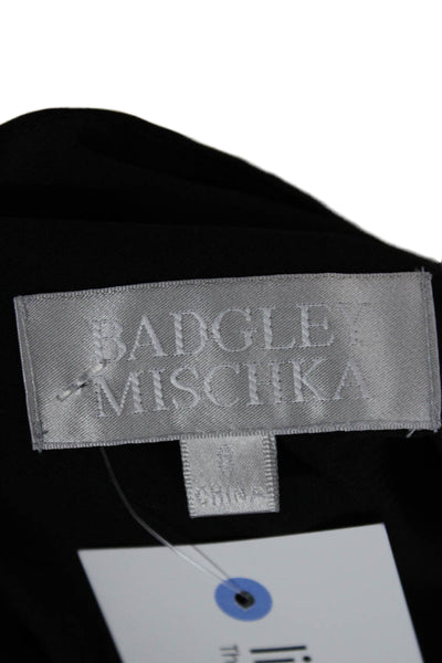 Badgley Mischka Women Sheath Dress Black Silk Sleeveless Short Size 8