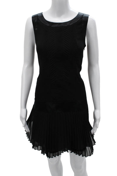 Karen Millen Women Black Mini Sheath Dress Sleeveless Round Neck Size 8