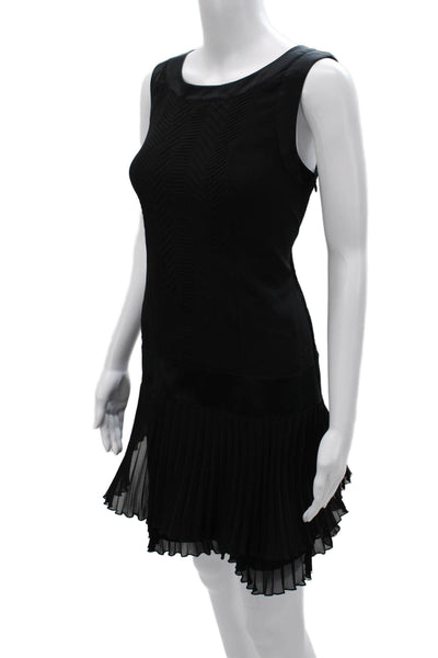 Karen Millen Women Black Mini Sheath Dress Sleeveless Round Neck Size 8