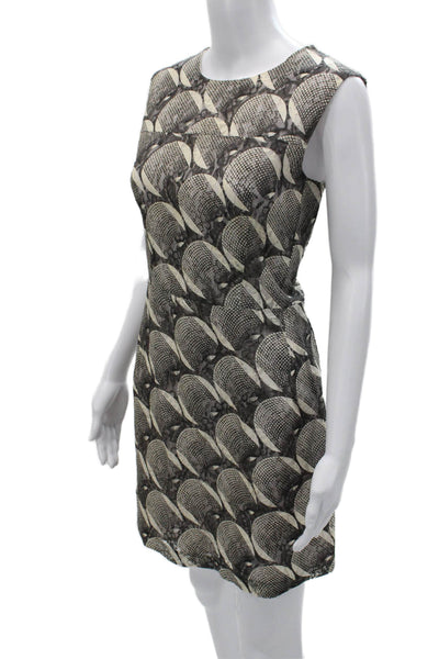 Marni Women Beige Sheath Shift Cotton Sleeveless Geometric Dress Size M