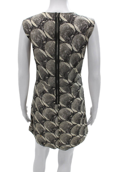 Marni Women Beige Sheath Shift Cotton Sleeveless Geometric Dress Size M