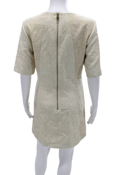 Ted Baker London Womens Sheath Mini Dress Beige Short Sleeve Round Neck Size 3