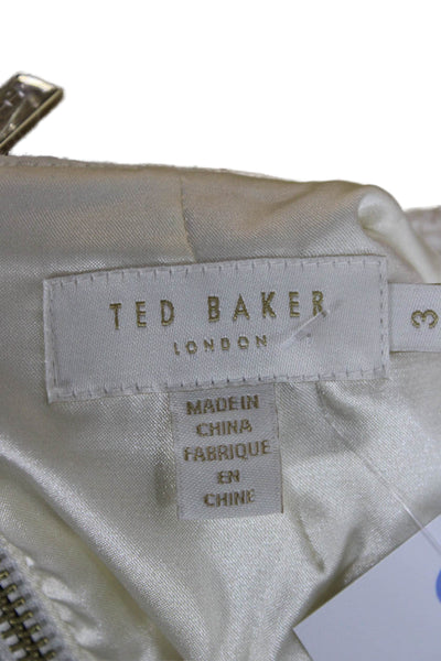 Ted Baker London Womens Sheath Mini Dress Beige Short Sleeve Round Neck Size 3