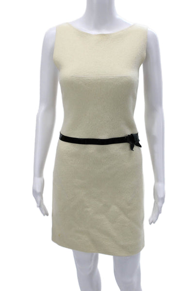 Capucine Puerari Womens Sheath Mini Dress Beige 100% Wool Sleeveless Tie Size 1