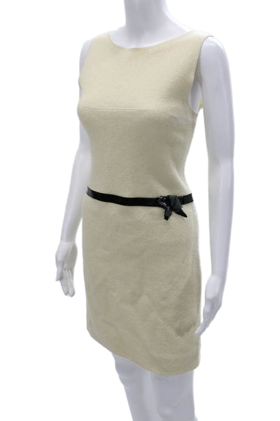 Capucine Puerari Womens Sheath Mini Dress Beige 100% Wool Sleeveless Tie Size 1