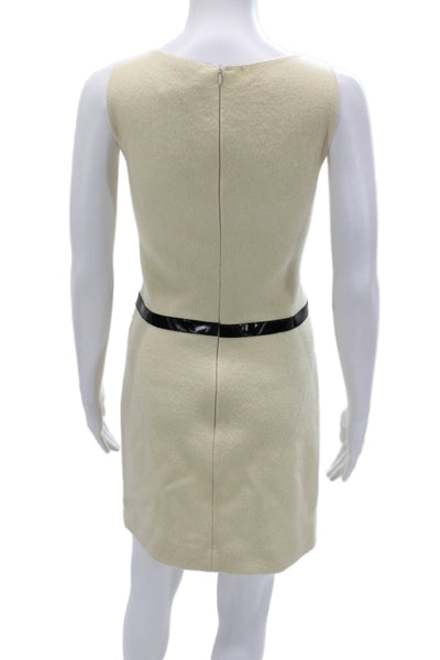 Capucine Puerari Womens Sheath Mini Dress Beige 100% Wool Sleeveless Tie Size 1