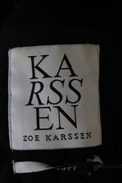 Karssen Zoe Karssen Womens Bomber Jacket Black Stars Zip Mock Neck Size S
