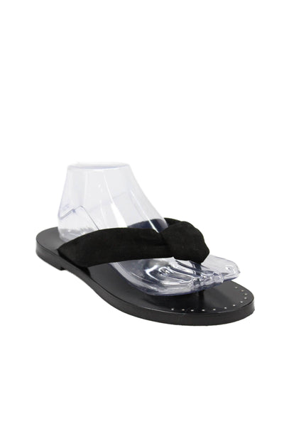 Freda Salvador Womens Suede Thong Slide On Sandals Black Size 9