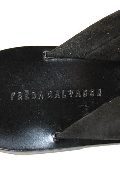 Freda Salvador Womens Suede Thong Slide On Sandals Black Size 9