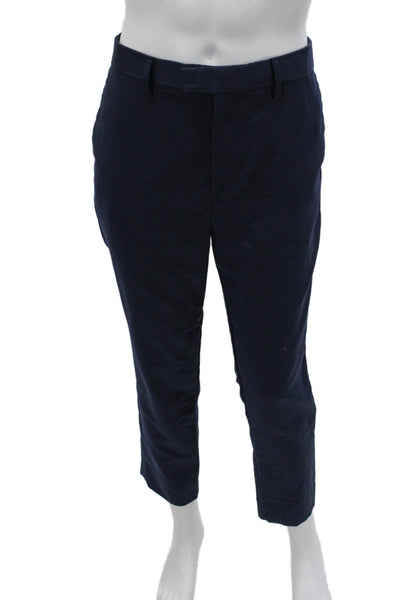 Banana Republic Mens Ankle Dress Pants Dark Blue Button Size 33