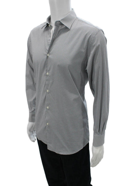 Hugo Hugo Boss Mens Geometric Collar Long Sleeve Button-Down Shirt White Size 41
