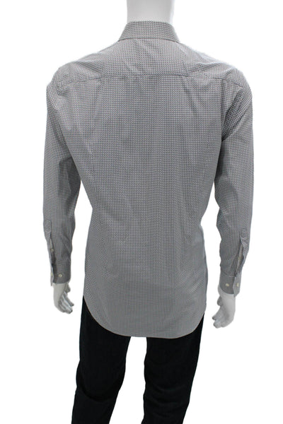 Hugo Hugo Boss Mens Geometric Collar Long Sleeve Button-Down Shirt White Size 41
