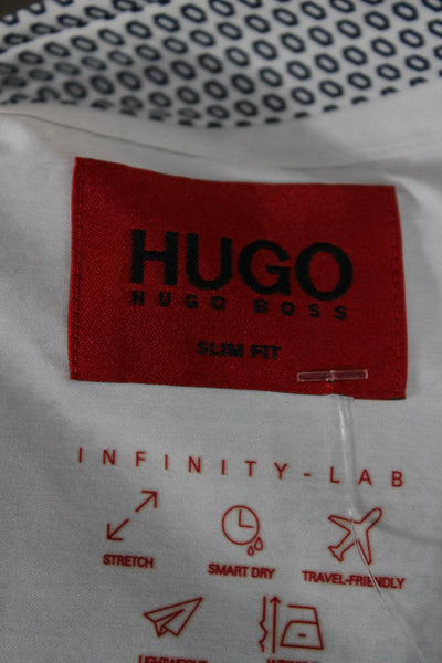 Hugo Hugo Boss Mens Geometric Collar Long Sleeve Button-Down Shirt White Size 41