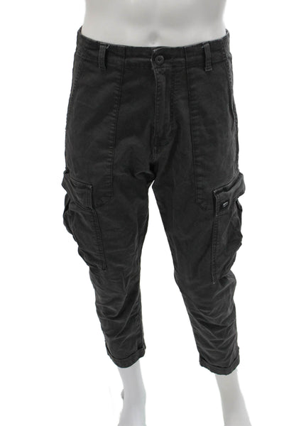 Zara Mens Dark Gray Cropped Cargo Pants Cotton Elastane Size 31
