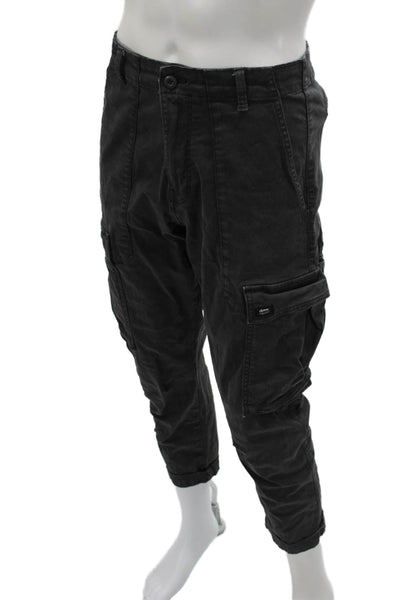 Zara Mens Dark Gray Cropped Cargo Pants Cotton Elastane Size 31