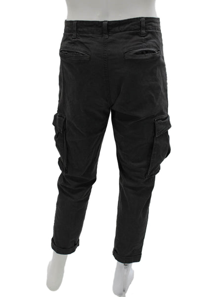Zara Mens Dark Gray Cropped Cargo Pants Cotton Elastane Size 31