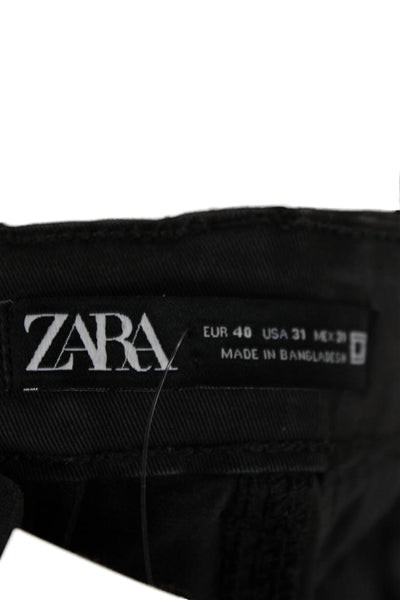 Zara Mens Dark Gray Cropped Cargo Pants Cotton Elastane Size 31