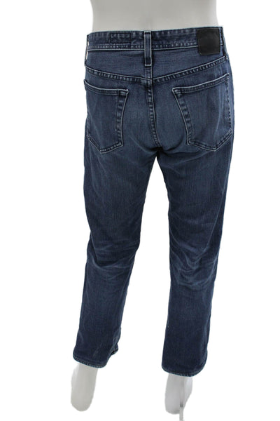 AG Adriano Goldschmied Mens Cropped Straight Jeans Dark Blue Button Size 34