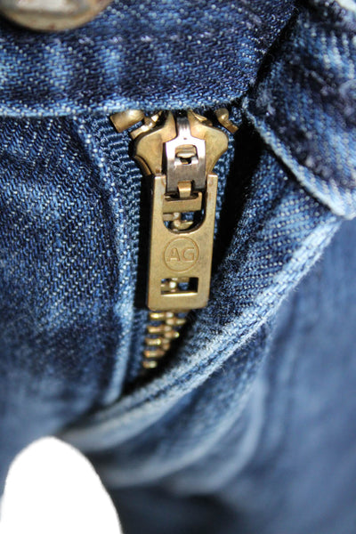 AG Adriano Goldschmied Mens Cropped Straight Jeans Dark Blue Button Size 34